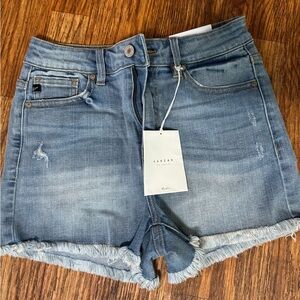 NWT Kancan raw hem high-rise stretch denim shorts 5/26